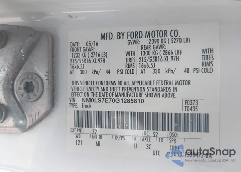 2016 Ford Transit Connect Xl z USA, uszkodzony, nr VIN NM0LS7E70G1285810